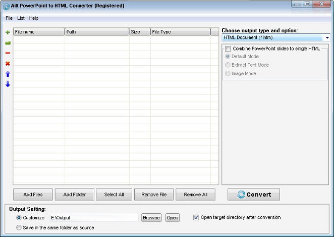 Ailt PowerPoint to HTML Converter — Windows application screenshot
