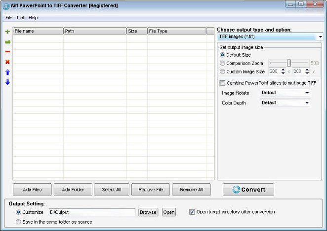 Ailt PowerPoint to TIFF Converter — Windows application screenshot