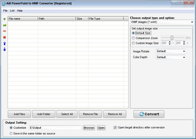 Ailt PowerPoint to WMF Converter — Windows application screenshot