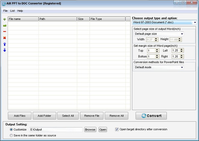 Ailt PPT to DOC Converter — Windows application screenshot