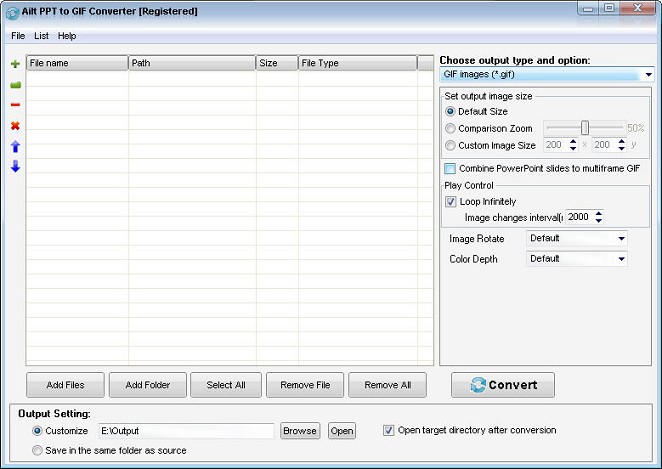 Ailt PPT to GIF Converter — Windows application screenshot