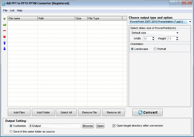 Ailt PPT to PPTX PPTM Converter — Windows application screenshot