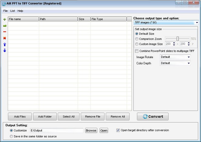 Ailt PPT to TIFF Converter — Windows application screenshot