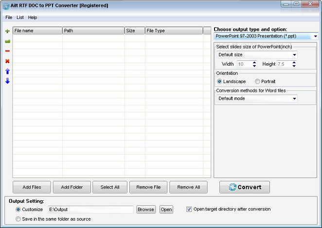 Ailt RTF DOC to PPT Converter — Windows application screenshot