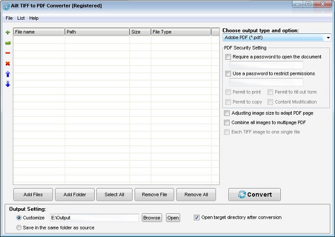 Ailt TIFF to PDF Converter — Windows application screenshot