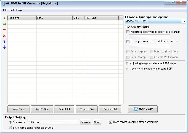 Ailt WMF to PDF Converter — Windows application screenshot