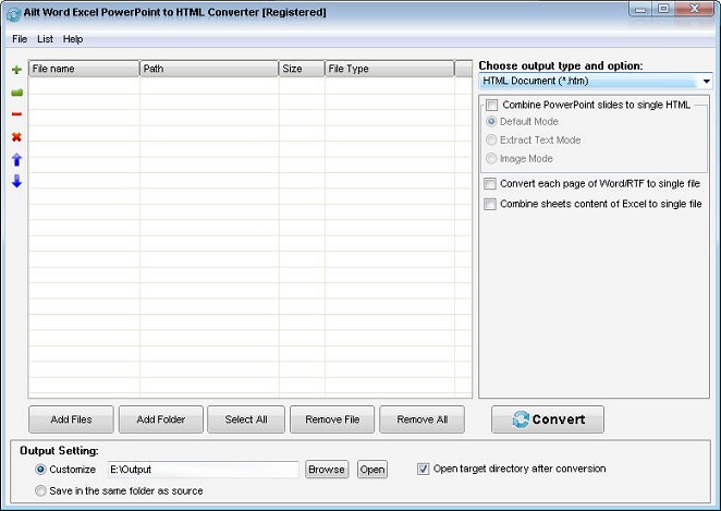 Ailt Word Excel PowerPoint to HTML Converter — Windows application screenshot