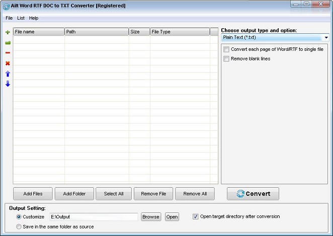 Ailt Word RTF DOC to TXT Converter — Windows application screenshot