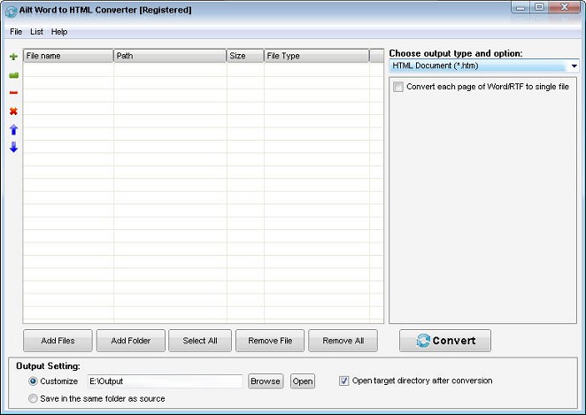 Ailt Word to HTML Converter — Windows application screenshot
