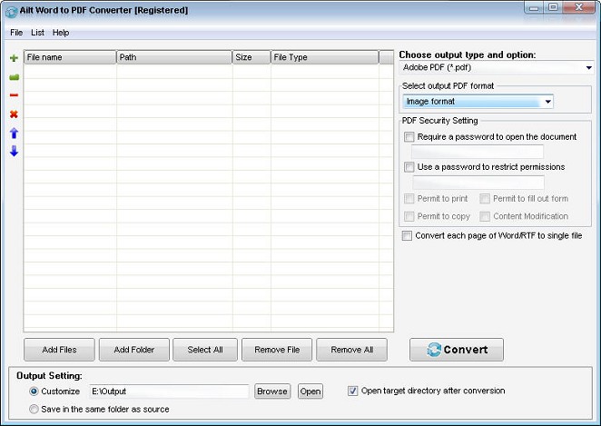 Ailt Word to PDF Converter — Windows application screenshot