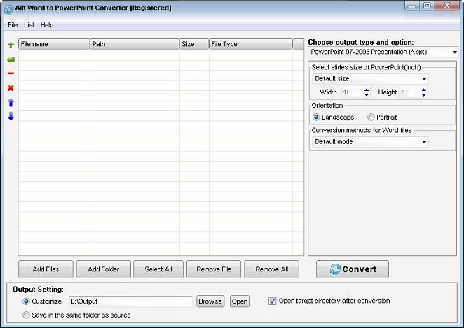 Ailt Word to PowerPoint Converter — Windows application screenshot